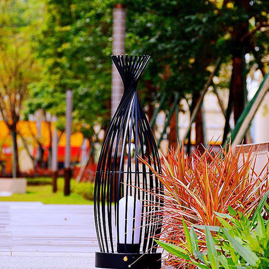 New Chinese Style Bird Cage Garden Villa Floor Lamp Outdoor