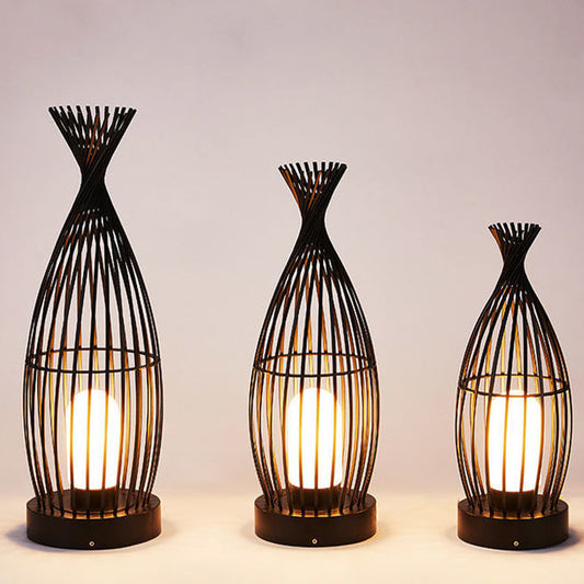 New Chinese Style Bird Cage Garden Villa Floor Lamp Outdoor